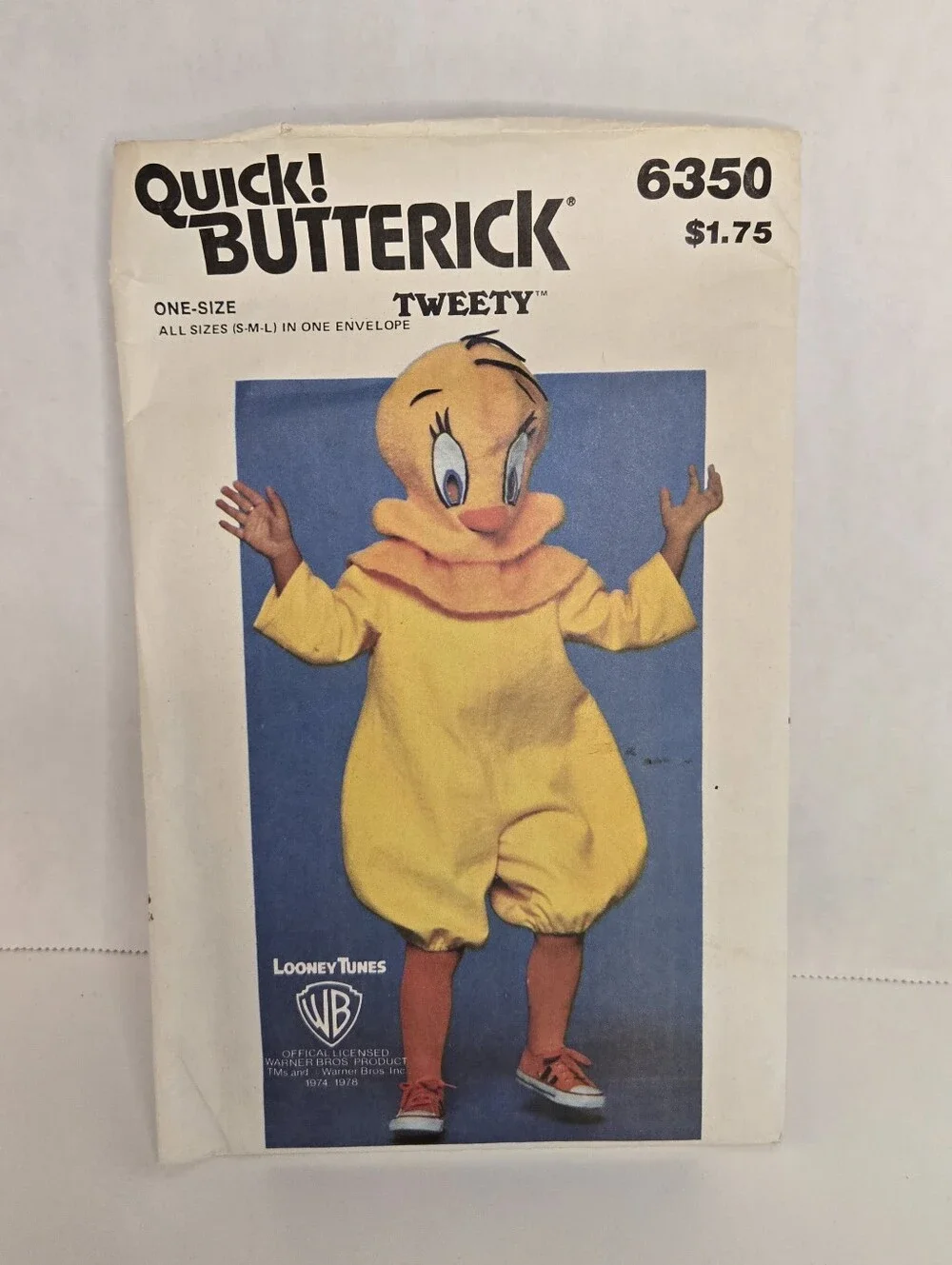 Butterick Quick! TWEETY 6350 One-Size Children's Costume & Mask Looney Tunes